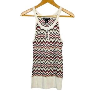 WHITE HOUSE BLACK‎ MARKET VINTAGE SWEATER CHEVRON WITH METALLIC TANK TOP SIZE S